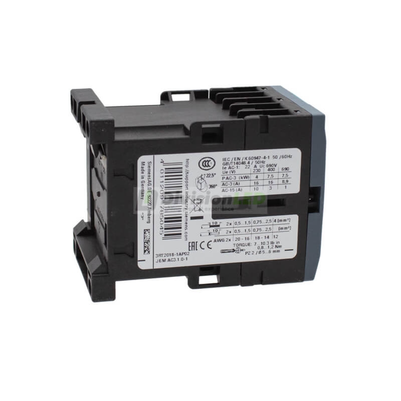 Siemens SIRIUS 3RT2 3RT2018-1AP02 Contactor AC-3 3NA 16A 3P 7.5Kw/400V 1NC 230VAC