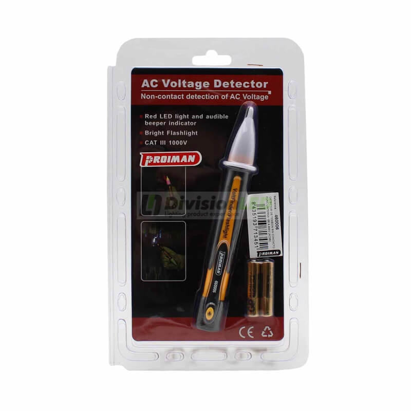 PROIMAN 460006 Detector tensión sin contacto 70-250V corriente alterna con linterna