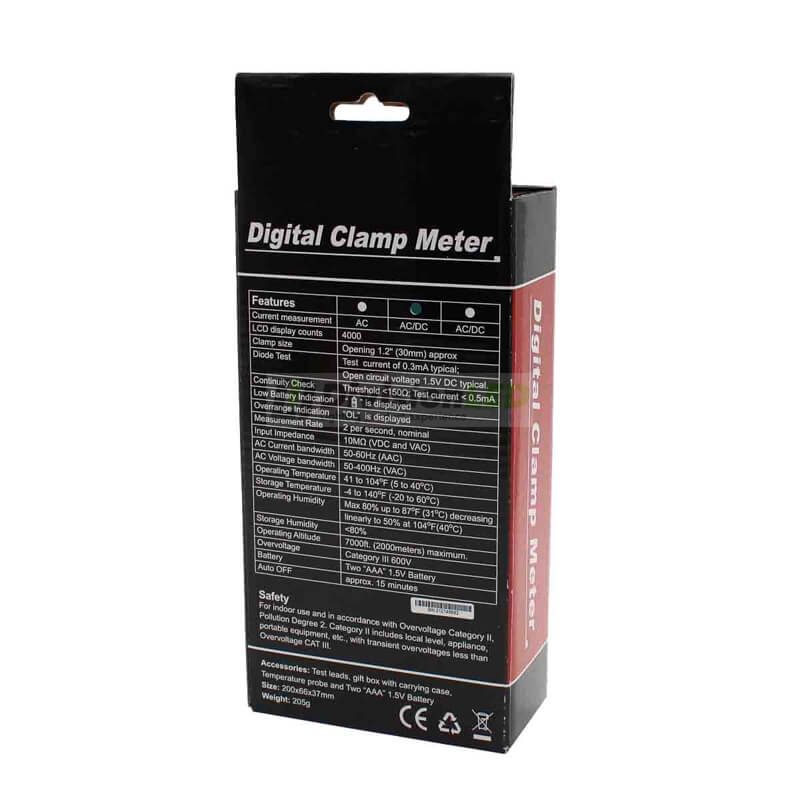 PROIMAN 460400 Pinza amperimétrica digital DT351 corriente alterna/corriente continua 400A