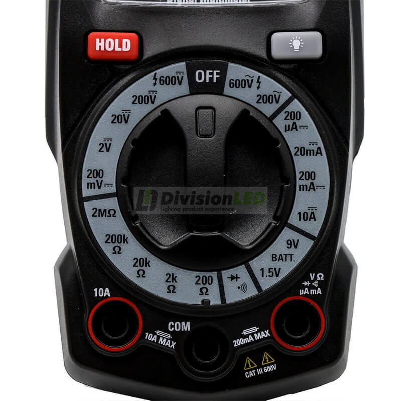 PROIMAN 460660 Multímetro digital 600V 10A CA/CC continuidad+diodos+resistencia+Data Hold