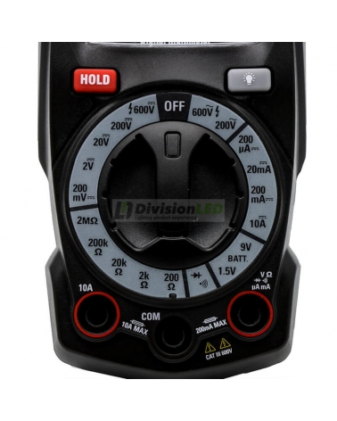 PROIMAN 460660 Multímetro digital 600V 10A CA/CC continuidad+diodos+resistencia+Data Hold