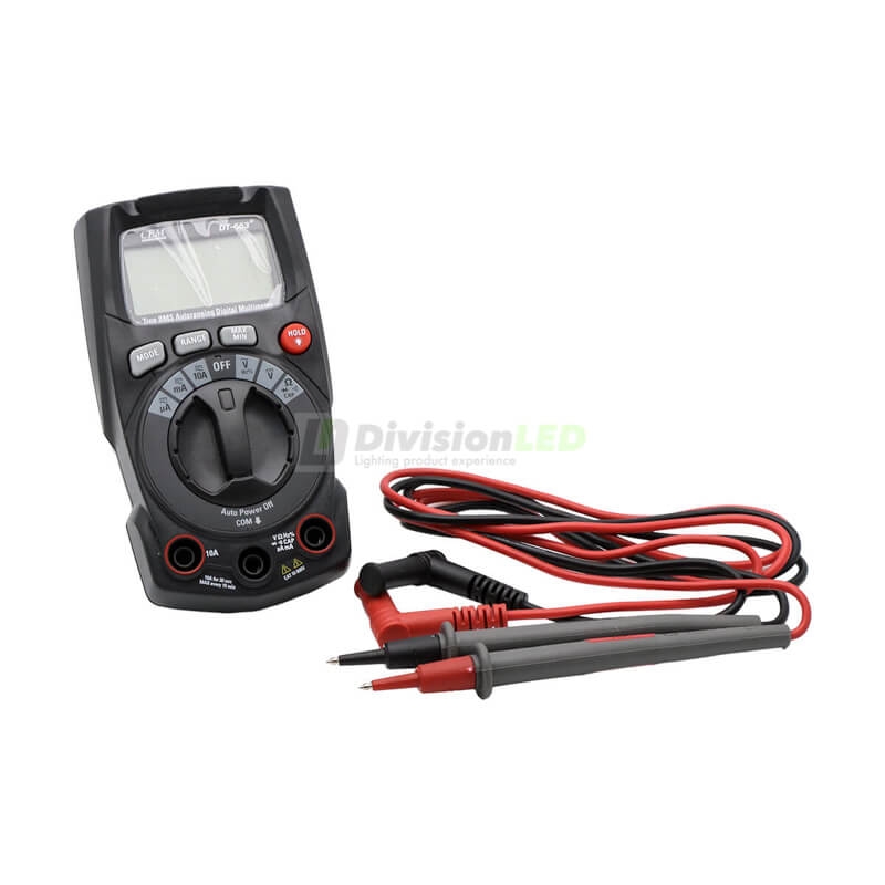 PROIMAN 460663 Multímetro digital TRMS 600V 10A CA/CC continuidad+resistencia+frecuencímetro+Data Hold