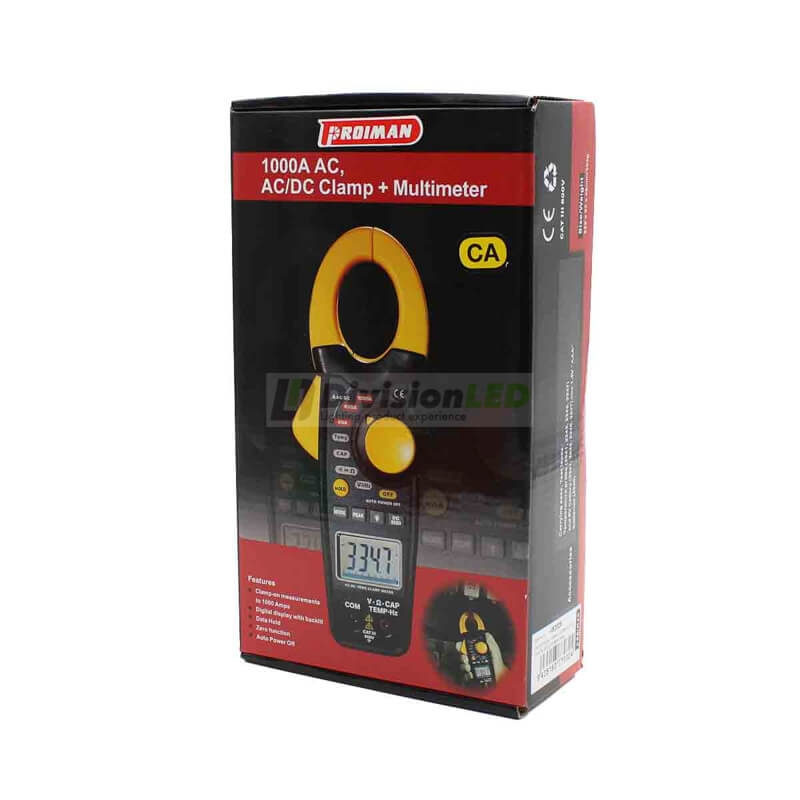 PROIMAN 462026 Pinza amperimétrica digital 600A boca 42mm