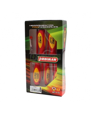 PROIMAN 537000 Juego destornillador plano+phillips+buscapolos (6 unidades)