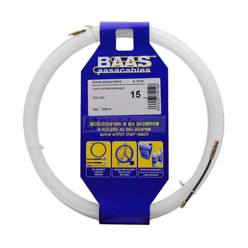 PROIMAN 730015 Guía pasacables nylon 4mmx15m natural intercambiable