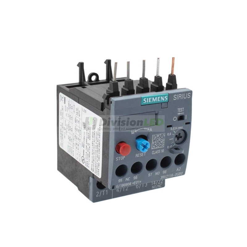 Siemens SIRIUS 3RU 3RU2116-0GB0 Relé de sobrecarga 1NC+1NA 0.45-0.63A