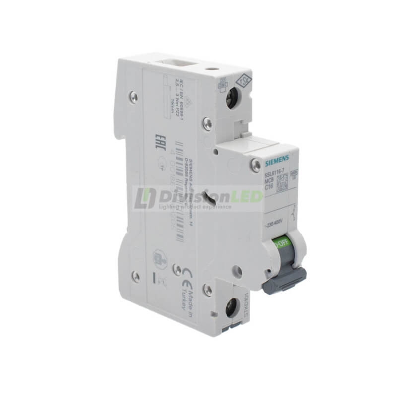 Siemens 5SL6116-7 Interruptor magnetotérmico 1P 16A C 6kA 230/400V