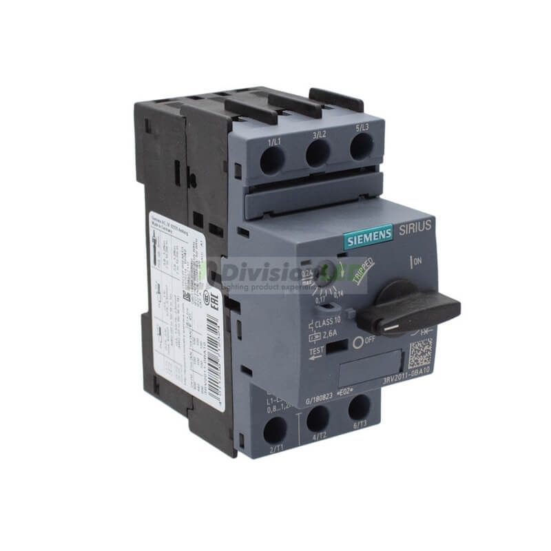 Siemens SIRIUS 3RV2011-0BA10 Guardamotor S00 sobrecarga 0.14-0.22A cortocircuito 2.6A
