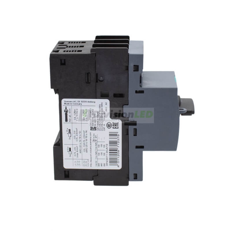 Siemens SIRIUS 3RV2011-0GA10 Guardamotor S00 sobrecarga 0.45-0.63A cortocircuito 8.2A