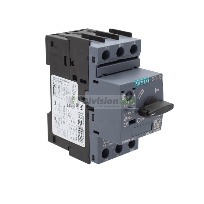 Siemens SIRIUS 3RV2011-0HA10 Guardamotor S00 sobrecarga 0.55-0.8A cortocircuito 10A