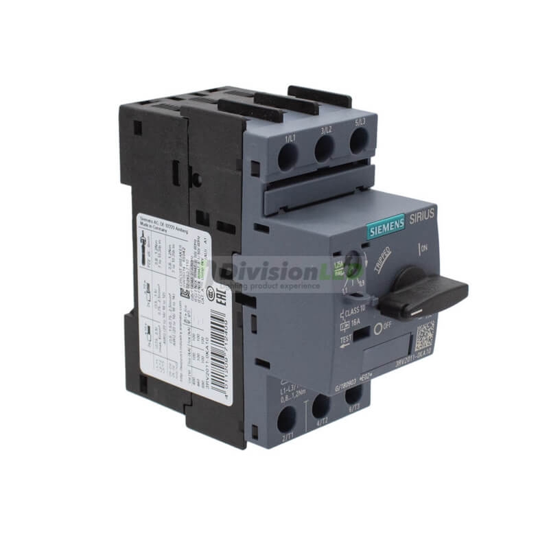 Siemens SIRIUS 3RV2011-0KA10 Guardamotor S00 sobrecarga 0.9-1.25A cortocircuito 16A