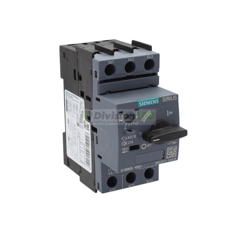 Siemens SIRIUS 3RV2011-1AA10 Guardamotor S00 sobrecarga 1.1-1.6A cortocircuito 21A