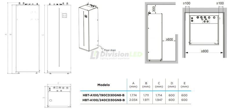 Esquema Midea M-Theri A 10 L Conjunto aerotermia bomba de calor bibloc integrado