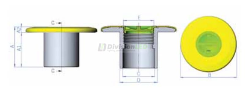 Esquema Astralpool 00300 Boquilla de aspiración Multiflow para encolar Ø63-Ø50mm piscinas hormigón