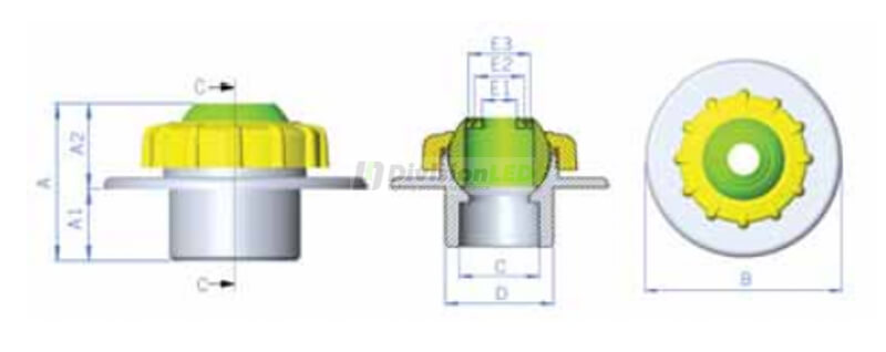 Esquema Astralpool 24413 Boquilla de impulsión Multiflow piscinas hormigón
