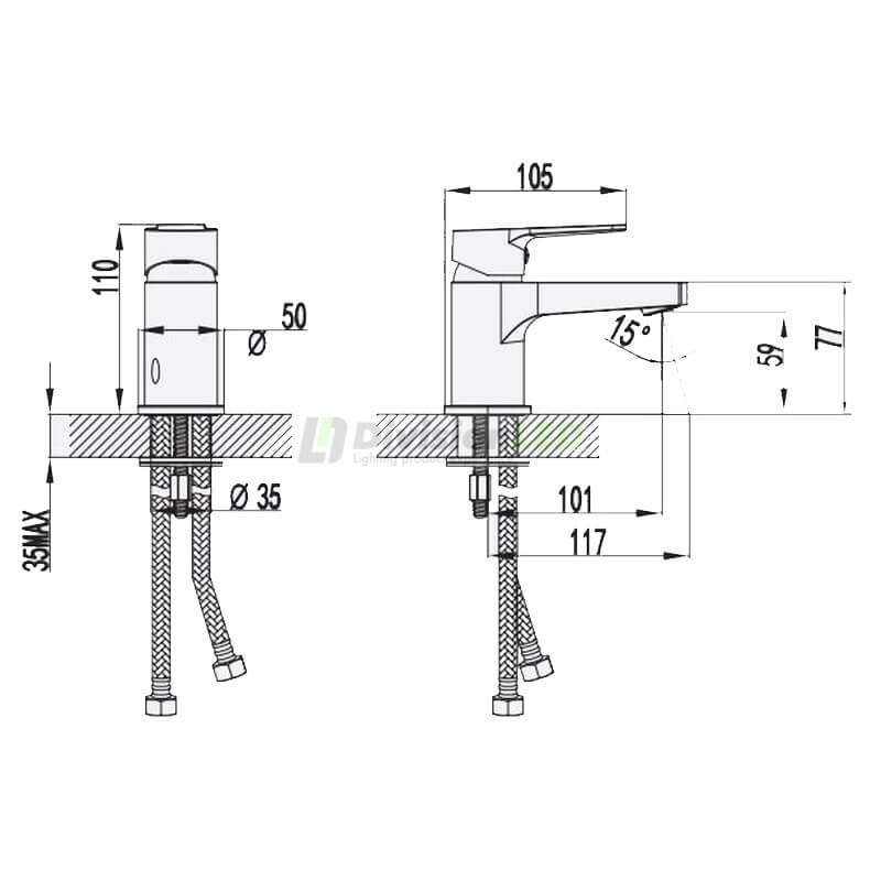 Esquema Cabel CB.3611011.BK Grifo lavabo monomando Basic Black