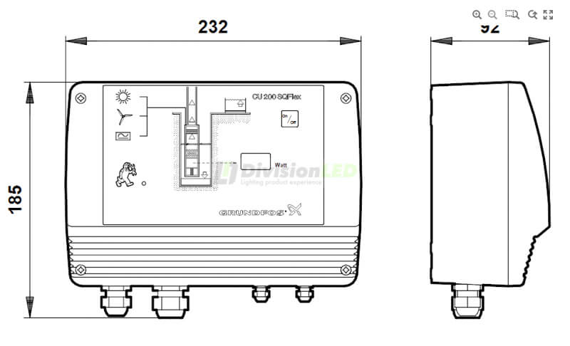 Esquema GRUNDFOS 96625360 Unidad de control CU 200 CU200SQFLEX solar/wind