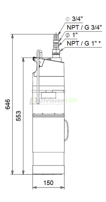 esquema GRUNDFOS 97896290 Bomba sumergible SBA 3-45A  Monofásica 2CV 230V