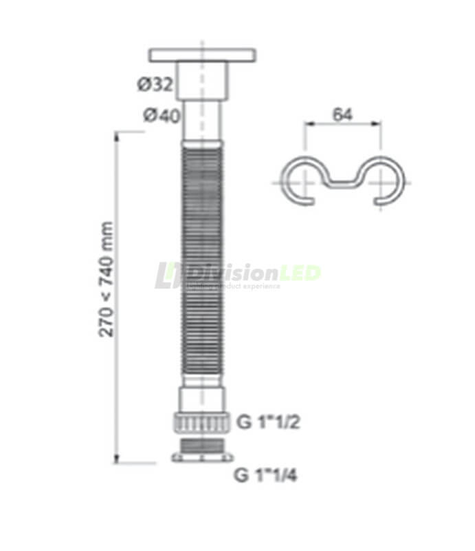 CABEL 30719756 Sifón universal extensible blanco 1½ - 1¼ Ø32-40mm