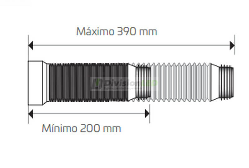 CABEL 70721375 Manguito WC extensible con armadura metálica y salida labiada