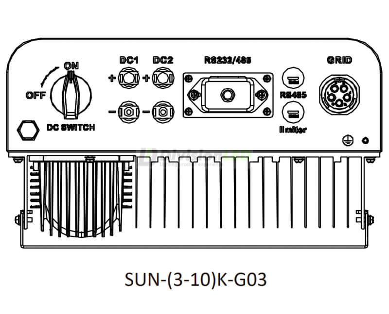 Conexiones Deye SUN-5K-G03 Inversor autoconsumo trifásico 5kW