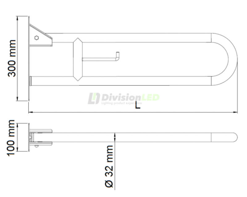 Dimensiones Mediclinics BG0800CS barra de apoyo abatible vertical satinada 800