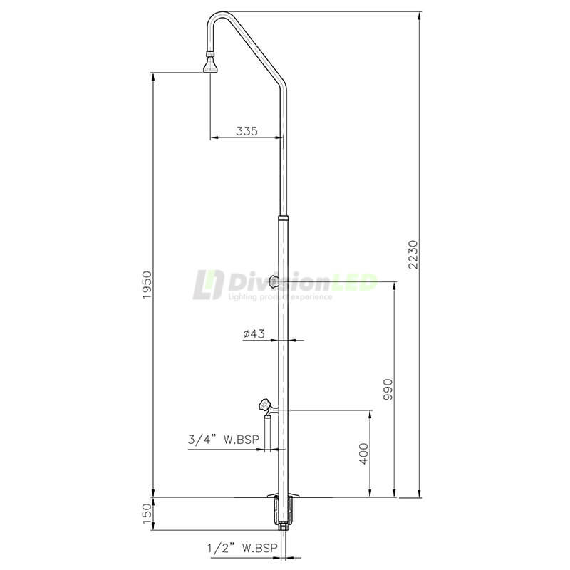 Esquema Astralpool 00092 Ducha 1 Rociador 1 grifo Lavapiés Acero inox