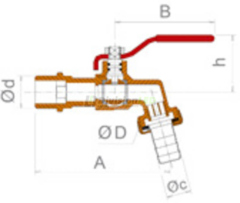 Standard Hidráulica 35019 grifo curvo Arizona diámetro 1/2" 3/4" 15mm palanca roja
