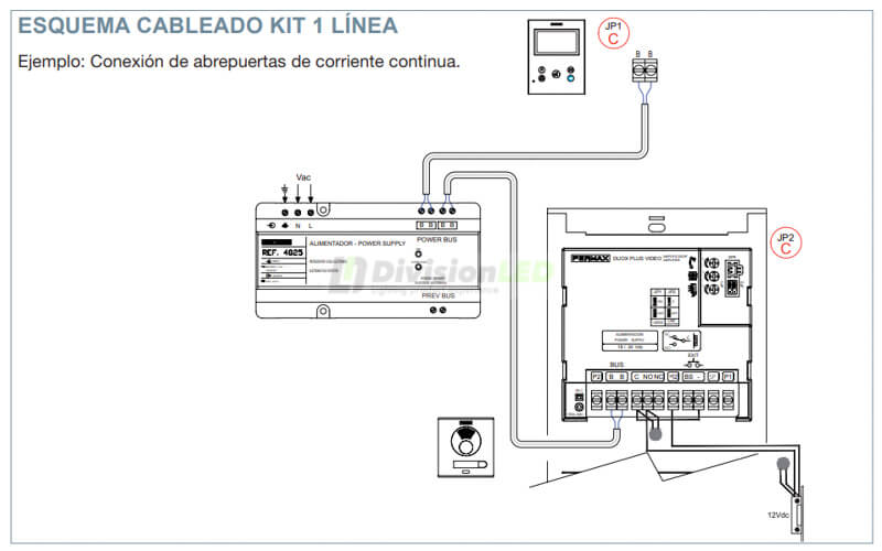 Cableado FERMAX 94511 Kit video CITY VEO-XS WIFI DUOX PLUS 1 Línea