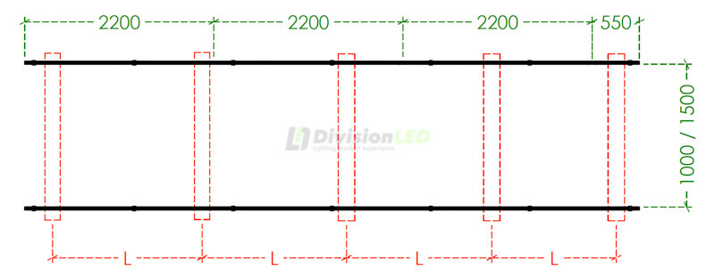 Esquema Kit estructura coplanar para 6 paneles