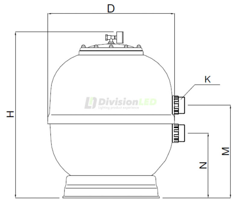 Esquema Astralpool Filtro Ice 73179-0100 500mm de diámetro con válvula selectora